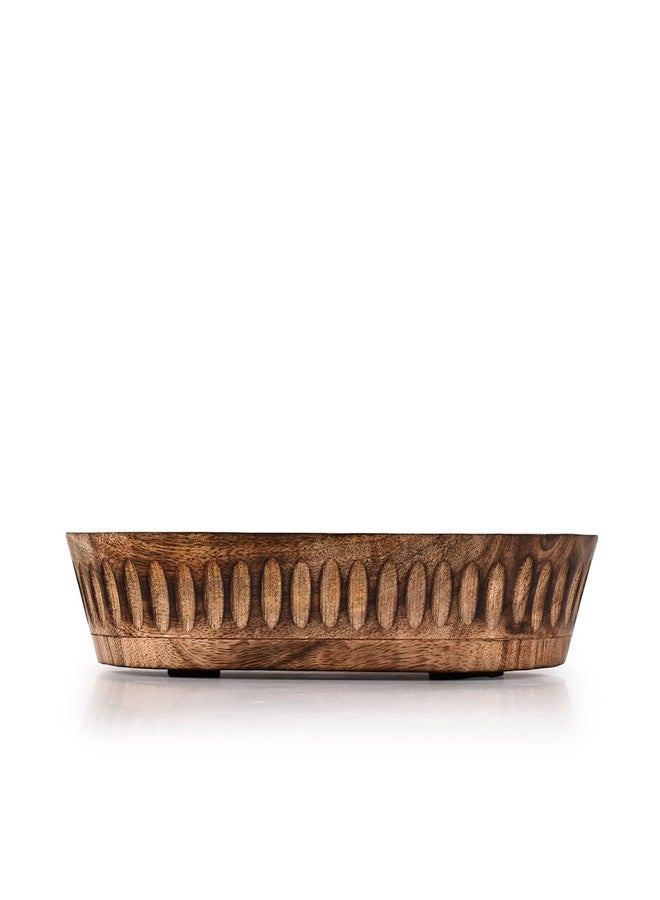 Kaizen Casa Decorative Bowl Mango Wood for Home Decor, Unique Centerpiece Bowl, with Hand Carved Vertical Stripes for Home Decor, Bathroom, Kitchen Counter, & More (10" x 6" x 2") - Image 3
